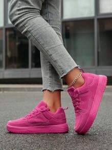 Women's Simple Patchwork Comfortable Khaki Flat Casual Shoes, Personalized Fashion Business Lace-Up Skateboard Sneakers