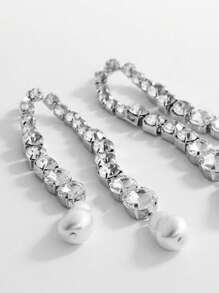 Stilvolle Fransen Ohrringe, modisches, einfaches Design mit Strass und Perlen, Accessoires für den Bankett-Schmuck