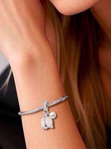 HuooNew 1 Stück 925 Sterling Silber Perlen Blumen Anhänger, Unisex Geburtstagsgeschenk