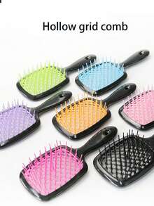 1pc/2pcs Grid Comb, Smooth Hair Comb, Dry And Wet Dual-Use Hair Comb, Scalp Massage, Fluffy Styling Hollow Comb, Suitable For Hairstyle Manufacturing, Scalp Massage, Male And Female Use - Multicolor - View 4