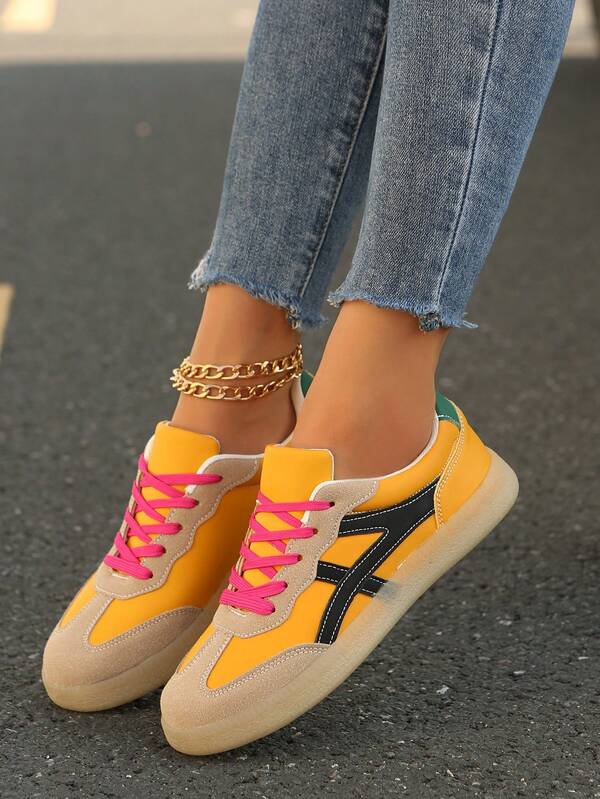 Plus Size Women's Slip-On Casual Sport Shoes, Color Block Design, Everyday Casual Wear