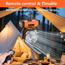 [Touch Control LED Camping Fan] 20000mAh Portable LED Camping Fan With USB Rechargeable Battery & Built-In Light | Compact Outdoor Cooling Fan For Tents, Fishing, And Hiking | Rugged Outdoor Design, Versatile Outdoor Fan, Camping Accessories