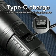 Novo Flashlight Brilhante de Verão, Exibição Digital, Iluminação de Emergência com Zoom de Longo Alcance, Bateria de Lítio de Alta Capacidade com Longa Duração, Lanterna LED Pequena À Prova D'água e Portátil, Durável, Patrulha, Esportes Ao Ar Livre, Acessórios para Camping