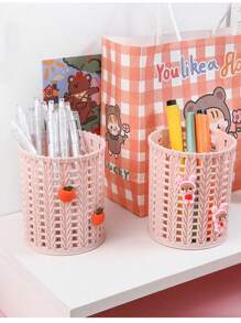 1 Stück süßer Stifthalter, kreativ-modischer cartoon-artiger Stiftorganizer, Desktop-Aufbewahrungsbehälter, rund geflochtener Stiftbecher, tolles Geschenk, Rückkehr zur Schule, Schulbedarf, Federmappe, Stiftetasche, Schultasche