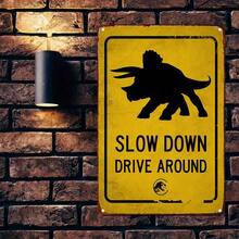 1PC Dinosaur Metal Sign, Slow Down Drive Around, Triceratops Sign, Retro Park Decor, Bold Typography, Fun Sign, Dinosaur Lovers Gift, 8x12 Inches / 20x30 Cm - 8x12吋/20x30公分-1件 - 查看 7