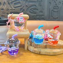 Sanrio 1 bucă breloc pentru sticle de lapte cu desene animate creativ, rafinat și drăguț, care curge lichid, cu pandantiv, accesorii pentru pungi, cadouri mici (personajele din sticlă rămân neschimbate, în timp ce modelele se schimbă aleatoriu)