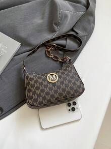 2025 New Fashion Simple Shoulder Bag For Women, Casual Underarm Bag, Letter Print Handbag, Suitable For Gifts, Daily Use, Shopping, Dating, Office, School, Business, Commute - Coffee - View 4