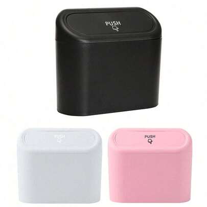 Bộ 1/2 thùng rác mini có nắp lật dùng cho ô tô, thùng rác nhỏ có nắp đậy, thùng rác để bàn, giỏ đựng giấy vụn bằng nhựa để bàn, thiết kế nắp lật giúp ngăn mùi hôi, dùng để đựng vỏ trái cây và giấy vụn trên bàn làm việc cho gọn gàng, dễ dàng lắp đặt như hộp treo cửa.