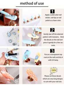 1 Sheet White Flowers 3D Pearl Nail Art Decoration Sticker DIY Art 3D Self-Adhesive Nail Charm Decal Y2K Style Nail Art Accessories