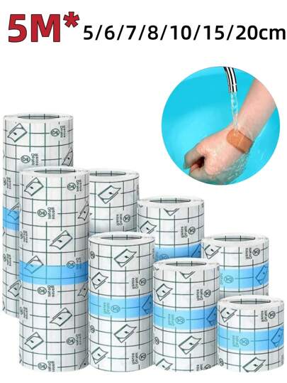 1Roll 5M Waterproof PU Bandages Disposable Transparent Stretchable Adhesive Bandages Protect Your Tattoos And Showers Protective Skin Gym Accessories Gym Bandages Sports Tape