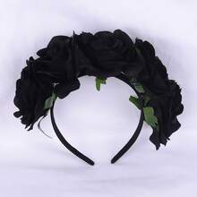 1 pieza Diadema grande con flores de estilo mexicano, accesorio para fotos de vacaciones, aro de pelo con rosas, guirnalda, tocado, accesorios de pelo lindos para mujeres, Día de San Valentín, diadema, aro de pelo