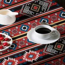 1pc Bohemian Style Patterned Tablecloth, Modern Polyester Rectangular/Round Waterproof Tablecloth, Digital Printing, Suitable For Living Room, Outdoor Dining Table, Small Round Table