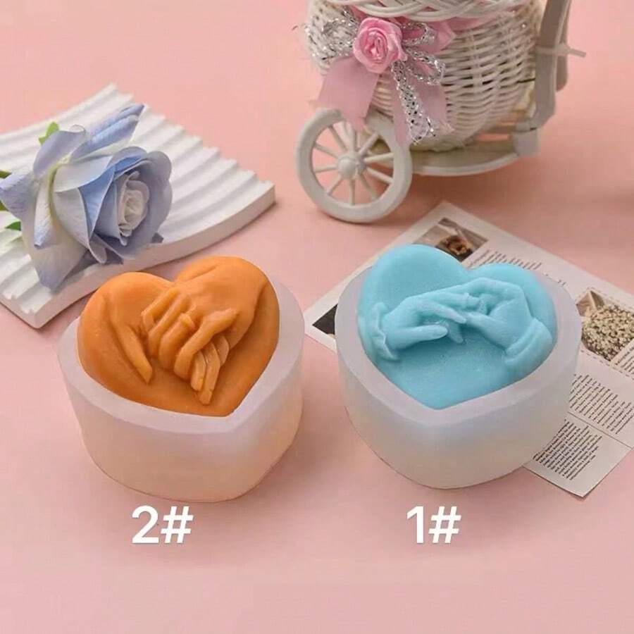 Heart-Shaped Silicone Candle Mold, Creative Design - White - View 1