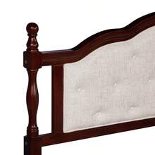 YOGLAD Queen Size Bed Frame Solid Pine Wood With Upholstered Headboard, Platform Bed With Storage Under Bed, Vintage Style Wooden Bed Frame With Center Support & Bed Rails, Rustic Minimalist Bedroom Furniture For Home Decor - 櫻桃 - 查看 6