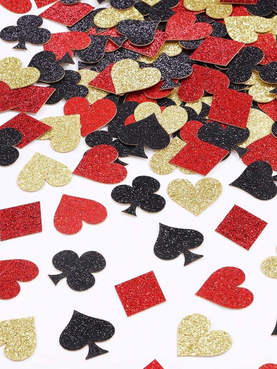 1 paquete de 100 piezas de confeti de póker, confeti brillante para esparcir en la mesa para decoraciones de fiesta de cumpleaños, boda, póker, Las Vegas y Navidad