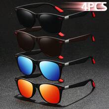 4 件装时尚复古方形中性时尚眼镜男士女士奢侈品牌设计师时尚眼镜时尚热带海滩度假夏季粉彩矩形眼镜闪亮材质优雅美学度假装扮男士经典驾驶钓鱼旅行购物户外运动旅游露营登山休闲护目镜复古旅行司机时尚眼镜男女眼镜