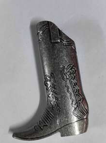 1pc Fashionable Silver Cowboy Boot Shaped Bic J6 Lighter Cover - Perfect For Parties And Daily Use