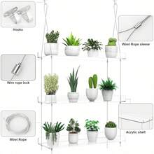 3-Tier Hanging Clear Plant Shelves For Windows, Acrylic Window Wall Plant Stand Shelf For Kitchen Indoor Gardens, Flower, Succulents, Herb, Seedling Organization, And Pots Display, 16 Inch Per Tier - 3 Tier - View 5