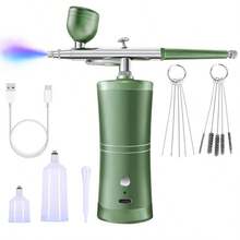 喷枪、带压缩机的喷枪套件 - 可充电无绳防堵塞 48PSI 高压气刷套装，带 0.3 毫米喷嘴和清洁刷套装，适用于美甲、绘画、蛋糕装饰