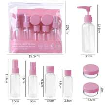 1 Set Of 7 Pieces Travel Cosmetics Refillable Bottles, Portable Wash And Brush Set, With Spray Bottle, Lotion, Shampoo, Face Cream, Empty Can Girl Gift