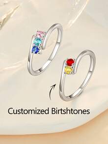 1pc Spiral Elegant Birthstone Ring, Customizable Family Birthstones, Round Family Birthstone Ring, Gift For Mother/Grandmother, Gold Mother's Birthday Ring/Birthday Gift/Promise Ring