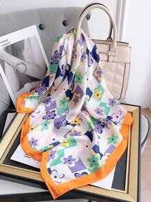 1pc Women Bandana Floral Printed Shawl, Chiffon Lightweight Scarf, Elegant Accessory For Spring/Summer - Multicolor - View 21