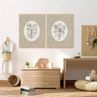1Pc/2Pcs Rustic & Contemporary Black And White Sketch Wall Art Decor Posters Vintage Floral Boho Botanical Canvas Prints Fashion Paintings For Living Room Bedroom Home Office Dormitory Decor Wall Background Design Picture Framed/Unframed ,Wall Art With Frame