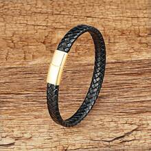 1pc Simple Fashion Elegant Leather Rope Bracelet With Magnetic Clasp, Suitable For Men's Daily Wear - Black - View 6