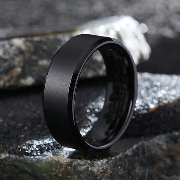 Anneaux en acier de titane pour hommes, couleurs : noir, tailles US 6-13, anneaux de bande simples pour hommes