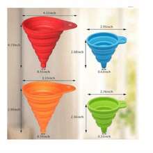 4-Piece Kitchen Funnel For Filling Cans Silicone Foldable Funnel Set, Large Funnel For Wide Mouth Jars, Small/Mini Funnel For Transferring Oil And Powder - four-piece set - View 5