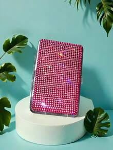 1PC Women's Rhinestone-Studded Cigarette Box, Glittering Rhinestone-Studded Long Cigarette Box, Rhinestone-Studded Cigarettes Box, Elegant Women's Cigarette Box, Smoking Accessories, Cigarette Storage, Cigarette Holder Case - Multicolor - View 7