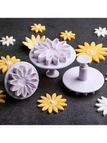 3 Pieces Sunflower Fondant Plunger Cutters Sugarcraft Cake Cookie Cutter Decorating Mold Tools