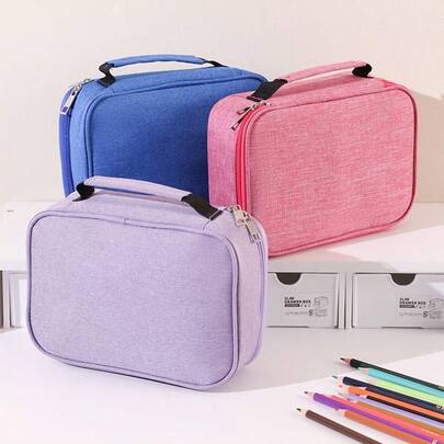 Estojo de lápis de grande capacidade para estudantes, 1 peça, bolsa de papelaria para lápis de desenho de 72 cores, caixa de papelaria multifuncional