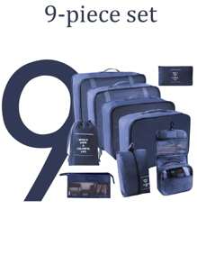 10-1pc Travel Packaging Cube, Waterproof Portable Luggage Organizing Bag, Clothing Storage Bag, Including Clothing Bag, Inner Garment Bag, Shoe Bag, Digital Product Storage Bag, Drawstring Bag, Breathable Net Bag, Toileter Bag, Jewelry Bag, Skin Care Bag, Luggage Storage Bag, Large-Capacity Makeup Organizer Makeup Box, Suitable For Travel, Dormitory, School, Beach