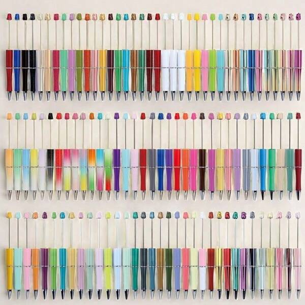45pcs Random Colorful Beaded Ball Pen Silicone Bead Focus Bead DIY Pen Can Make Pen Creative Handicraft