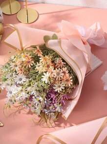 20/40/60 folhas, papel de embrulho para buquê de flores, folhas de papel de embrulho para buquê de flores com borda dourada, papel de embrulho estilo coreano para artesanato faça você mesmo, decoração de embalagens de presente, suprimentos florais, 23 x 23 polegadas, papel de embrulho, papel de seda, suprimentos para buquê de flores (rosa)