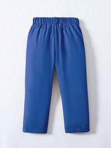 Jungen Lässig Einfarbige Hose mit Ritter Stickerei, Schrägeinschubtaschen, Gummizug-Taillenbund, geeignet für den täglichen Gebrauch, Reisen, Partys, Feiertage, vielseitig & - Königsblau - Übersicht 3