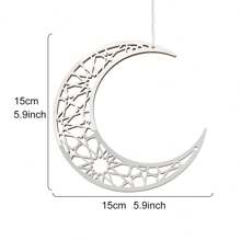 1pc Creative Wooden Hollow Hexagon, Octagon, Moon Shape Decor Hanging Ornaments, Modern Wooden Mirror Design Cozy Interior Wall Decor Hanging Accessories, Suitable For Holiday Party Decorations, Home Decor Gifts