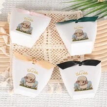 10pcs Stylish And Chic Mini Eid Al-Adha Candy Box, Snack Empty Packing Box, Eid Mubarak Decoration, White Candy Box With Ribbon For Muslim Festive Party - Packet - View 11