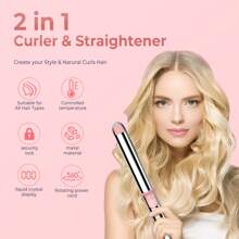 UKLISS Chapinha & Modeladora de Cabelo 2 em 1 | Aquecimento Rápido e Voltagem Dupla para Viagens | Alisamento Livre de Frizz | Dia dos Pais, Prime Day e Presente para o 4 de Julho (Rosa/Preto/Azul)