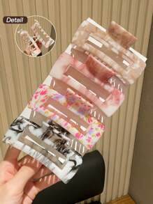 4pcs Women's High-End Elegant Ombre Texture Square Hair Claw Clips, Suitable For Daily Use For Thick Hair Updo Hair Jaw Clip Hair Clamps Hair Clutch Hair Catcher Clip Fall Winter Hair Clip Hair Accessories For Women For Vacation Outfits Woman