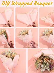 20/40/60 folhas, papel de embrulho para buquê de flores, folhas de papel de embrulho para buquê de flores com borda dourada, papel de embrulho estilo coreano para artesanato faça você mesmo, decoração de embalagens de presente, suprimentos florais, 23 x 23 polegadas, papel de embrulho, papel de seda, suprimentos para buquê de flores (rosa)