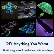 1 Pc, 9.8Ft/16.4Ft Glow EL Wire Cable LED Neon Christmas Dance Party DIY Costumes Clothing Luminous Car Light Decoration Clothes Ball Rave With Battery Drive Box