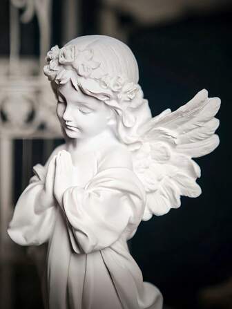 1 st ängelfigur i harts med blomkrona - religiöst tema inomhus/utomhusdekor för olika rumstyper - ingen el krävs - perfekt för jul, tacksägelse, firande av National Freedom Day