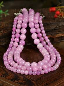 Collar gargantilla con cuentas hecho a mano con amuleto natural de 12 mm, adecuado para uso diario, regalo del Día de la Madre, gargota con 6 mm/8 mm/10 mm/12 mm (color de piedra natural aleatorio)