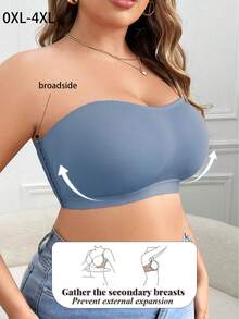 Plus Size Women Side Button Wireless Soft & Comfortable Camisole Bra, Cool Light Blue - Blue - View 5