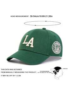 Kids 3D LA Letter Embroidered Baseball Cap, Suitable For Everyday Wear - Green - View 4