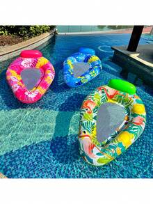1pc Inflatable Water Drop Mesh Net Leaf Lounger Float, Thick PVC Backrest Floating Chair, Suitable For Holiday, Beach, Swimming Pool, Party - Multicolor - View 2