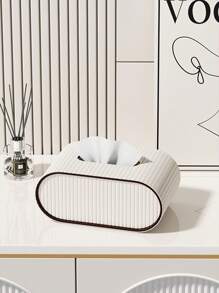 De deksel van de PU-leren tissuebox, een moderne, licht-luxueuze, hoogwaardige elliptische tissueboxhouder, een creatieve tissuebox, is een decoratief opbergitem met magnetische sluiting, geschikt voor woonkamers, nachtkastjes, slaapkamers, bureaus en badkamermeubels.