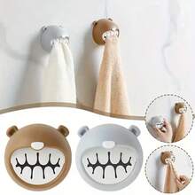 1pc Plastic Towel Holder With Hook, Easy Wall Mount Towel Rack, Casual Style, No Drilling Bathroom/Kitchen Hanger, Home Kitchen Accessories - Multicolor - View 3
